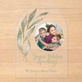 Gold Watercolor Blätter Joyous Holiday Acrylic Car Acryleinladungen (Vorderseite)