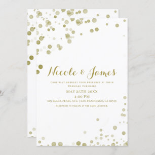 Gold Watercolor Dots Modern Clean Wedding Einladung