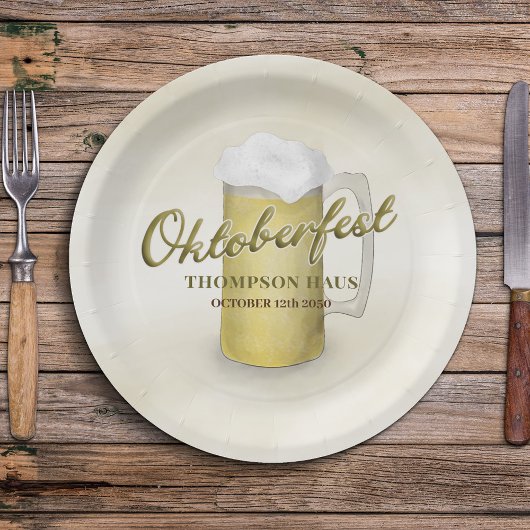 Gold Watercolor Einfache Oktoberfestrübe 7" Pappteller