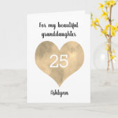 Gold Watercolor Heart 25th Birthday Karte (Gelbe Blume)