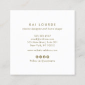 Gold Watercolor Pflanze Dark Gray Business Card Quadratische Visitenkarte (Rückseite)