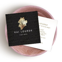 Gold Watercolor Pflanze Wood Business Card Quadratische Visitenkarte
