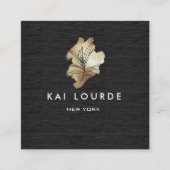 Gold Watercolor Pflanze Wood Business Card Quadratische Visitenkarte (Vorderseite)