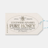 Gold Waterproof Honey Label mit Honigwabe und Bien Geschenkanhänger (Vorderseite (Horizontal))