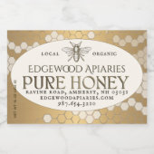 Gold Waterproof Honey Label mit Honigwabe und Bien Lebensmitteletikett (Einzelnes Label)
