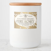 Gold Waterproof Honey Label mit Honigwabe und Bien Lebensmitteletikett (Vorderseite)