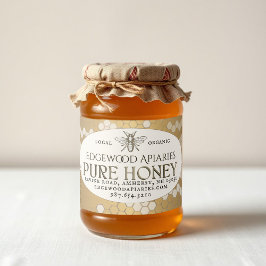 Gold Waterproof Honey Label mit Honigwabe und Bien Lebensmitteletikett