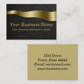 Gold Wave auf Black Leather Business Card Visitenkarte (Vorne/Hinten)
