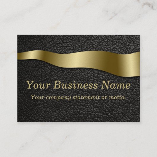 Gold Wave auf Black Leather Business Card Visitenkarte (Vorderseite)