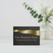 Gold Wave auf Black Leather Business Card Visitenkarte (Stehend Vorderseite)