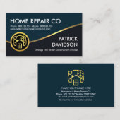 Gold Wave Blue Gray Layers Handyman Visitenkarte (Vorne/Hinten)