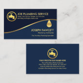 Gold Wave Blue Shade Layers Electrical Visitenkarte (Vorne/Hinten)