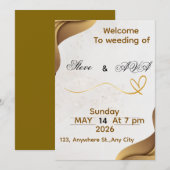 Gold Wave Elegant Wedding Invitation | Soft & Luxu Einladung (Vorne/Hinten)