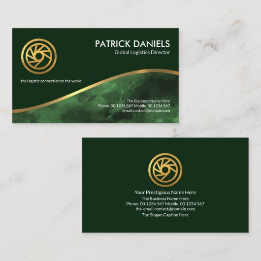 Gold Wave Emerald Green Layers CEO Gründer Visitenkarte (Vorne/Hinten)