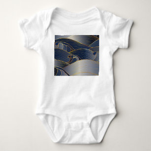 Gold Wave Lines, Abstrakt Vintag. Baby Strampler