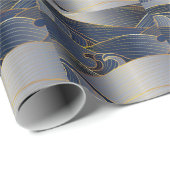 Gold Wave Lines, Abstrakt Vintag. Geschenkpapier (Rolleneckpunkt)