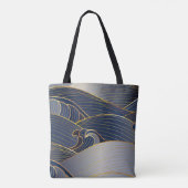 Gold Wave Lines, Abstrakt Vintag. Tasche (Rückseite)