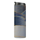 Gold Wave Lines, Abstrakt Vintag. Thermosbecher (Nach rechts gedreht)