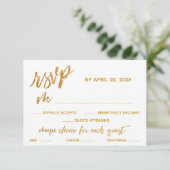 Gold Waves Handschrift White Dinner Optionen RSVP Karte (Stehend Vorderseite)