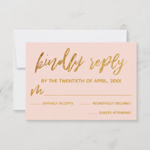 Gold Waves Handwriting Blush Pink Kindly Antwort