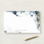 Gold Waves Monogram Post-It Notes Klebezettel (Auf Schreibtisch)