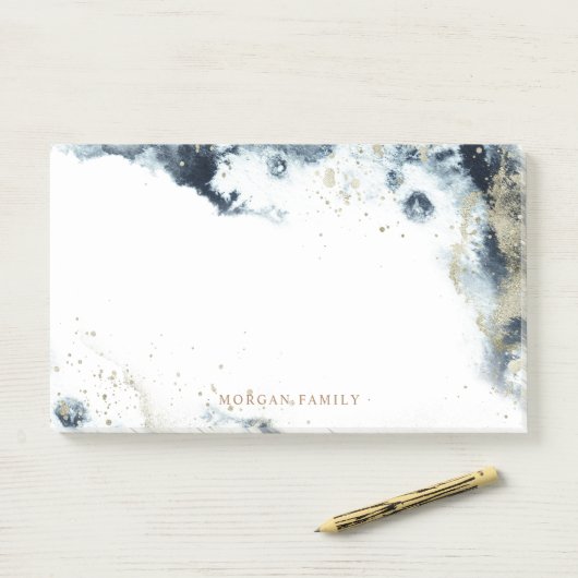 Gold Waves Monogram Post-It Notes Klebezettel (Auf Schreibtisch)