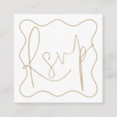 Gold Wavy Line Border Script QR Code Hochzeit RSVP Begleitkarte (Vorderseite)