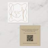 Gold Wavy Line Border Script QR Code Hochzeit RSVP Begleitkarte (Vorne/Hinten)