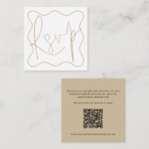 Gold Wavy Line Border Script QR Code Hochzeit RSVP Begleitkarte