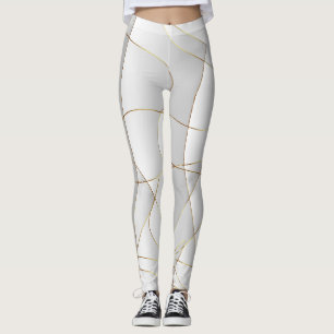 Gold Wavy Lines Leggings