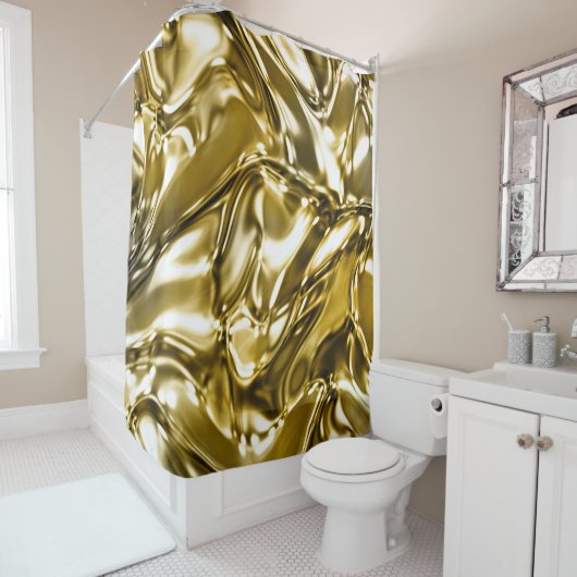 Gold Wavy Metallic Look Duschvorhang (Beispiel)