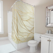 Gold Wavy Pattern. Luxurious golden linear Duschvorhang (Beispiel)