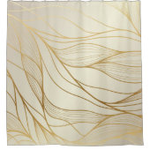 Gold Wavy Pattern. Luxurious golden linear Duschvorhang (Vorderseite)