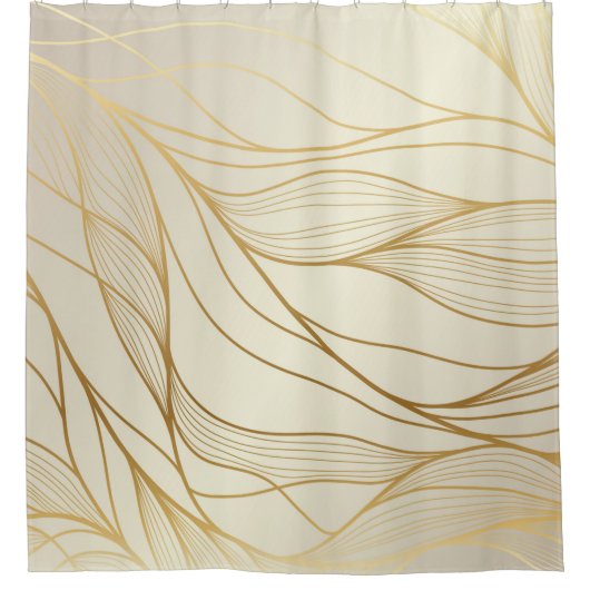 Gold Wavy Pattern. Luxurious golden linear Duschvorhang (Vorderseite)
