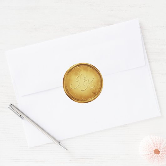 Gold Wax Seal Stickers Initials Wedding Envelope (Umschlag)