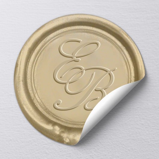 Gold Wax Siegel Monogram Initials Wedding Stickers