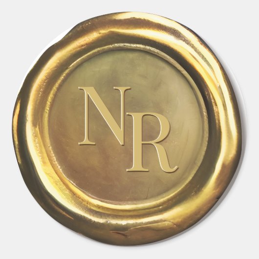 Gold Wax Siegel Vintag klassische Hochzeitskleber Runder Aufkleber (Vorderseite)