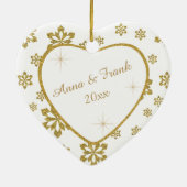 Gold Wedding Anniversary Snowflake Keepake Keramikornament (Hinten)