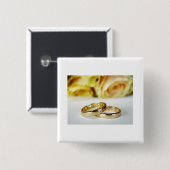 Gold Wedding Bands/Save the Date Button (Vorne & Hinten)