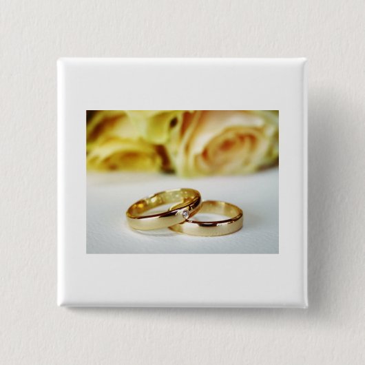 Gold Wedding Bands/Save the Date Button (Vorderseite)