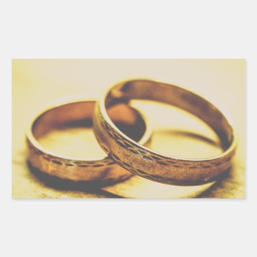 GOLD WEDDING BANDS WEDD RECHTECKIGER AUFKLEBER (Vorderseite)