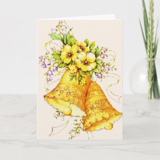 Gold Wedding Bells Einladung (Vorderseite)