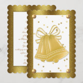 Gold Wedding Bells Scalloped Elegant Einladung (Vorne/Hinten)