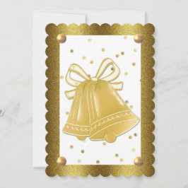 Gold Wedding Bells Scalloped Elegant Einladung