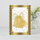 Gold Wedding Bells Scalloped Elegant Einladung (Stehend Vorderseite)
