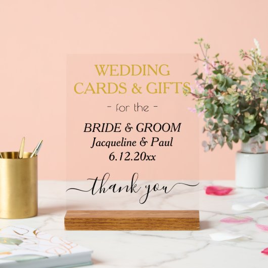 Gold Wedding Cards Geschenke Typografie Acrylschild (Hochzeit)