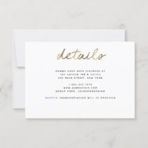 Gold Wedding Details Card