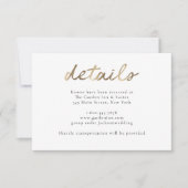 Gold Wedding Details Card Einladung (Vorderseite)