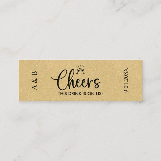 Gold Wedding Drink Ticket Gutschein (Vorderseite)