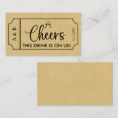 Gold Wedding Drink Ticket Gutschein (Vorne/Hinten)